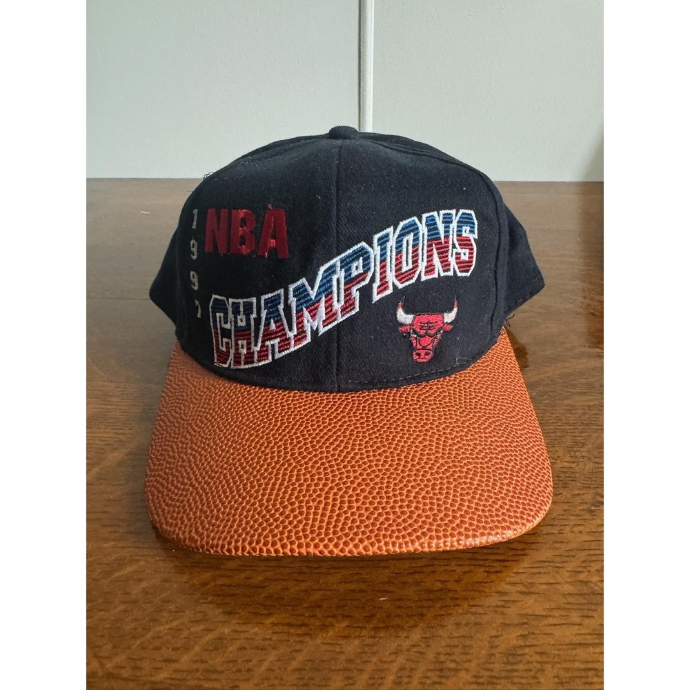Vintage Chicago Bulls Hat Cap Snap Back One Size Black NBA Basketball 1991 90s